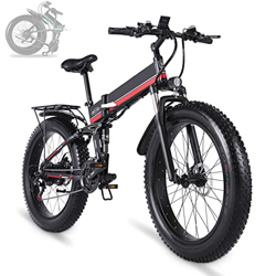 Bicicleta de Montaña Eléctrica Plegable 26"Fat Tire E-Bike Bicicleta Eléctrica for Adultos Bicicleta Eléctrica con Batería de Litio Extraíble 48V / 12 en oferta
