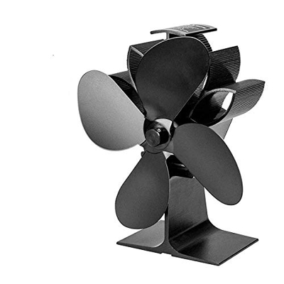 MAIES Black 4 Blades Heat Powered Stove Fan Log Wood Burner Quiet Home Fireplace Fan Efficient Heat Distribution Fireplace Fan