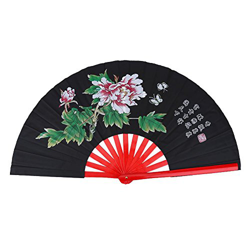 Ventilador chino tradicional, ventilador de tela de bambú de Kung Fu Fighting Tai Chi Fan (negro) en oferta