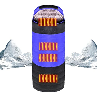YCRCTC Sacalillo De Dormir con Calefacción para Adultos Bacs De Dormir Dual Ciervo Dual Cierre USB Bolsas De Sueño Impermeables USB con Temperatura De