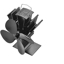 MAIES Black Fireplace 4 Blade Heat Powered Stove Fan Log Wood Burner Eco Friendly Quiet Fan Home Efficient Heat Distribution características