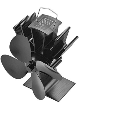 MAIES Black Fireplace 4 Blade Heat Powered Stove Fan Log Wood Burner Eco Friendly Quiet Fan Home Efficient Heat Distribution