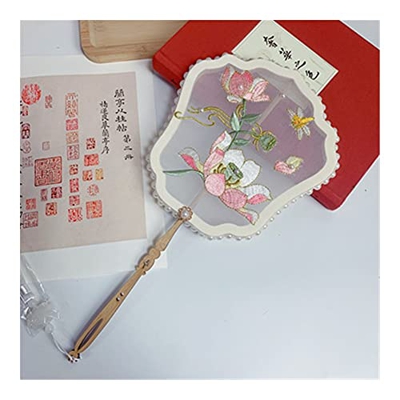 Folding Fan Chinese Japanese Style Female Round Fans Classical Dance Fan Handheld Circular Vintage Fan with Tassel Pendant Fan (Style 6) (Style 3)