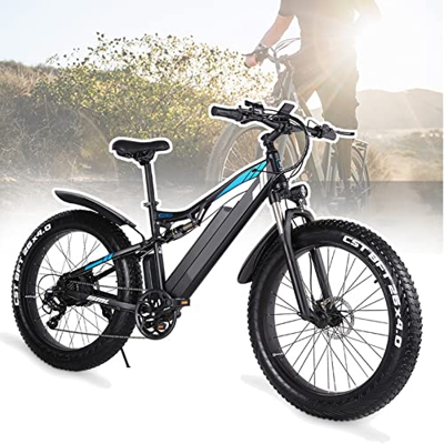 Bicicletas Eléctricas for Adultos Bicicleta de Montaña Eléctrica de 26'' Fat Tire Snow E-Bike Bicicleta Eléctrica de 26 Pulgadas con Batería de Iones 