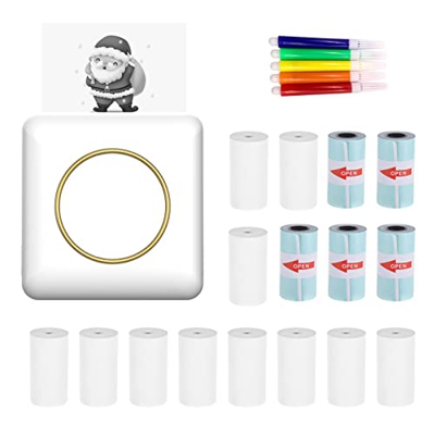 KOCAN Impresora móvil, Mini Impresora de Fotos de Bolsillo Máquina de impresión térmica portátil 203DPI Conexión inalámbrica BT para Etiqueta de Image