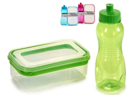 Pack Juego de 2 fiambrera y 2 cantimplora de plástico libre de BPA precio