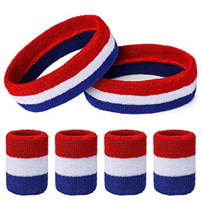 6 Pieza Muñequeras Diadema Deportiva Sweatband Bandas para el Sudor Banda para la Cabeza Deportiva 2 Bandas Cabeza 4 Bandas Sudor Headband Wristband C