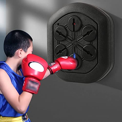 Amhuui Blanco De Pared para Práctica De Boxeo Electrónico, Tapete De Boxeo con Guantes, SIGA La Música Y Las Luces, Ejercite La Coordinación Mano-Ojo 