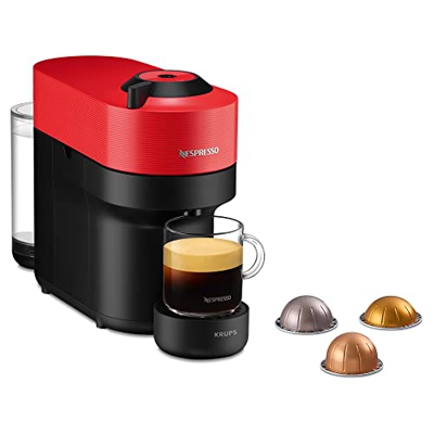 Krups Nespresso VERTUO Pop XN9205 - Cafetera de cápsulas, máquina de café expreso de Krups, café diferentes tamaños, 4 tamaños tazas, tecnología Centr