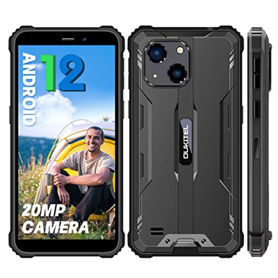 Movil Resistente, OUKITEL WP20 Pro Android 12 Teléfono Móvil Libre, 4GB+64GB (Ampliable 1TB) Smartphone Todoterreno, 6300 mAh 5.93'' HD+ Cámara 20MP+5