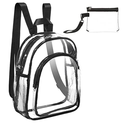 Weewooday Mini Mochila Transparente Bolso Pequeño Aprobado por Estadio con Monedero Transparente Impermeable y Portátil Bolso de Mano para Mujeres Via