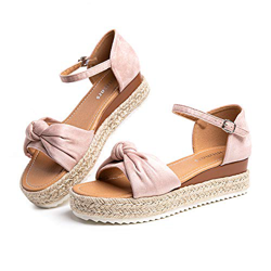 Sandalias Mujer Plataforma Esparto Verano Casual Alpargatas de Cuña Plateau Moda con Correa Tobillo 5 CM rosa talla E 39 EU-2 características