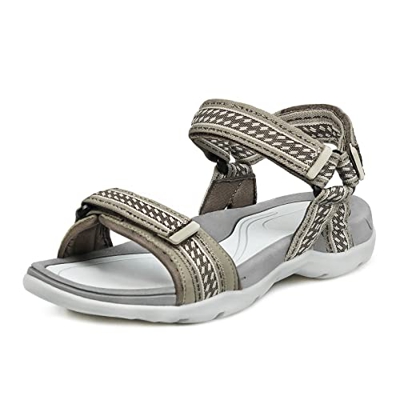 GRITION Sandalias para caminar para mujer Punta abierta, Sandalias planas de verano para mujer al aire libre, Sandalias de senderismo de secado rápido