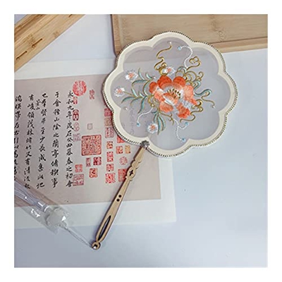 Folding Hand Fan Chinese Japanese Style Female Round Fans Classical Dance Fan Handheld Circular Vintage Fan with Tassel Pendant Folding Fan (Style 5) 