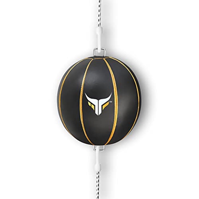Mytra Fusion Saco de velocidad de doble cara, de piel auténtica, artes marciales mixtas y artes marciales mixtas (negro/gold)