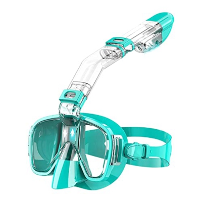 Whisverse Snorkel - Funda de buceo plegable con sistema de tapa seca y soporte para cámara, esnórquel para niños, color verde