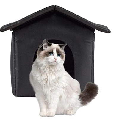 Thrivinger Caseta para perros al aire libre, caseta para gatos al aire libre para gatos salvajes, caseta para perros pequeños, caseta para gatos con t