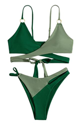 Laura Lily - Bikini Bañador para Mujer de Bicolor Liso. Conjunto de 2 Piezas Top y Braguita para la Playa Este Verano. Verde L características