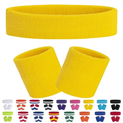 FACATH 3 Piezas Cinta Sudor Cabeza Hombres y Mujeres, Set de Banda de Sudor, Juego de Muñequeras Adecuado para Atléticos Ejercicio, Padel, Correr, Fút