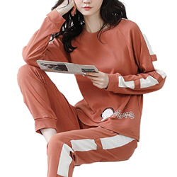 Pijama Mujer Sexy, Conjuntos De Pijamas De Manga Larga, Pijamas De Algodón Informales, Pantalones De Camisón Marrón De Dibujos Animados, Otoño Inviern características