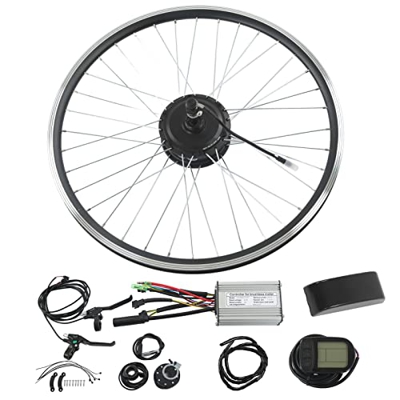Longzhuo Kit de Controlador de Bicicleta eléctrica, Kit de conversión de Bicicleta eléctrica, Rueda de Motor de Volante Trasero de 26 Pulgadas, Kit de