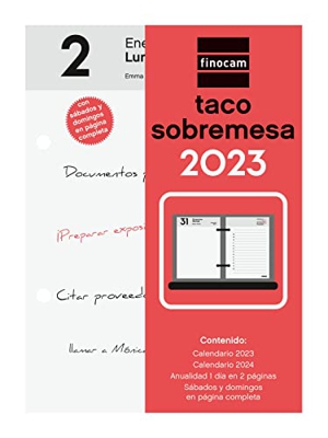 Finocam - Taco de Sobremesa 2023 2 Páginas Día Enero 2023 - Diciembre 2023 (12 meses), 85x120 mm, Español