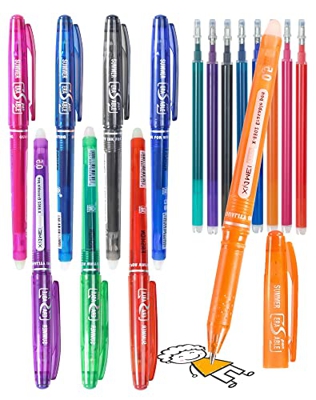 8PCS Boligrafos Borrable 8 Colores Bolígrafos Borrables con 8 Boligrafos Borrables Recambios Pack Boligrafos Borrables con Borrador, Boligrafo Borrabl