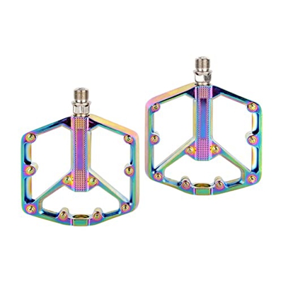 F Fityle Pedales de Bicicleta de Pedales Planos de Bicicleta de montaña con rodamientos sellados Pedal de Ciclismo de Ancha de aleación, Coloreado