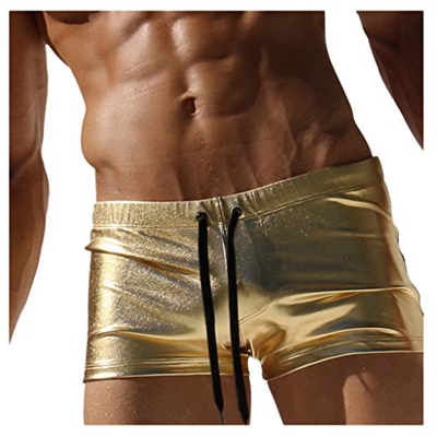 Bañador para hombre, pantalones cortos de playa, natación, impermeable, secado rápido, surf, dorado, L