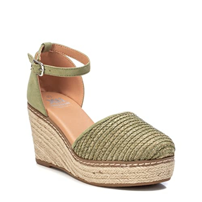 XTI 44862, Sandalias con cuña Mujer, Verde, 38 EU