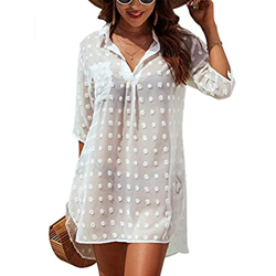 Camisa Suelto de Bikini Casual Camisetas Mujer Manga Larga Cuello en V Blusas para Mujer Mujer Ropa de Baño Playa Traje de Baño Vestido de Bikini Cami precio