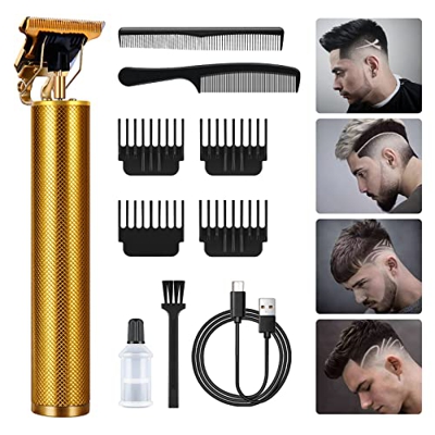 URAQT Cortapelos Hombre, Cortadora de Cabello Eléctrica Recargable, Máquina Cortar Pelo Inalámbrico con Cuchillas de Acero Inoxidable y 4 Peines Guía,