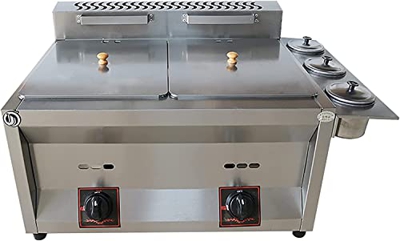 SILVOSWAN Freidora Comercial de Gas LPG de 20 l/30 l, freidora de Patatas Fritas de Pollo for Patatas Fritas, Restaurante, Cocina casera