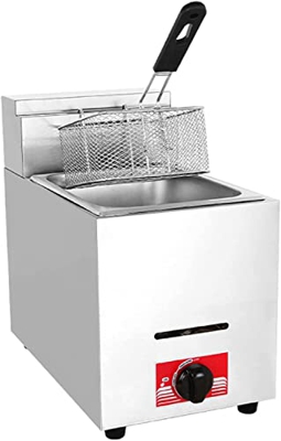 SILVOSWAN Freidora de Gas Comercial de 10L, Cesta de encimera, freidora de Grasa Profunda de Acero Inoxidable, Chip de Patatas Fritas caseras for Rest