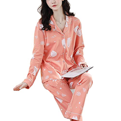 Pijama Mujer Verano, Conjuntos De Pjs para Mujer Pijamas De Algodón De Manga Larga Casuales Oso Polar Creativo Pantalones De Rebeca Rosa Otoño Inviern en oferta