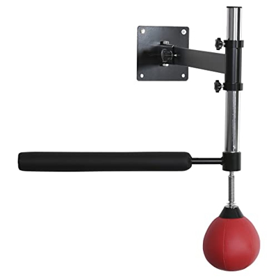 HOMCOM Bola de Velocidad de Boxeo Montado en Pared Altura Ajustable con Barra Giratoria e Inflador Punching Ball para Adultos y Adolescentes 79x72x20 
