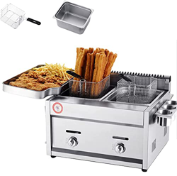 SILVOSWAN Freidora, freidora de Gas Comercial, Cesta de encimera de 12 l, freidora de Grasa Profunda de Acero Inoxidable, Restaurante, Patatas Fritas  en oferta