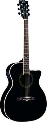 Eko Guitars NXT A100CE SEE THROUGH BLACK, Guitarra acústica superior de abeto, bandas y fondo de caoba, teclado de south American Roupanà, Dreadnought