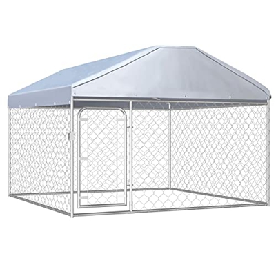 MOONAIRY Perrera de Exterior con Techo, Vallas para Perros, Parque para Perros Pequeños, Jaula Perro, Corralito para Perros, 200x200x135 cm