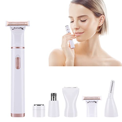 Wikay 5 en 1 Afeitadora Eléctrica para Mujer Multifuncional Recargable Depiladora Facial Mujer Eléctrico Depiladora sin Dolor Recortador de Cejas y De