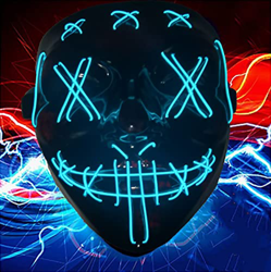 SunAurora Máscara purga LED, máscara Halloween con 3 modos de flash para disfraces de carnaval de Halloween, fiesta de disfraces y cosplay (Azul) características