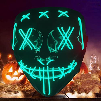 QXNDXQ Máscara Purge LED, Máscara de Miedo de Halloween, Máscara de Neón de Halloween, Máscara de luz LED con 3 Modos de Flash para Halloween, Fiesta,