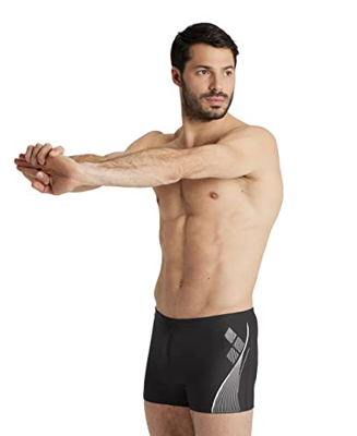 Arena Graphic Bañador corto para hombre, Negro/Blanco, 90