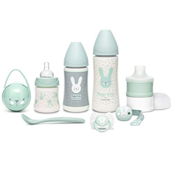 Suavinex Set Premium Regalo Recién Nacido con Biberón 150ml, Biberón 270ml y Biberón 360ml, Dosificador de leche, Chupete fisiológico desde 0 hasta 6  en oferta