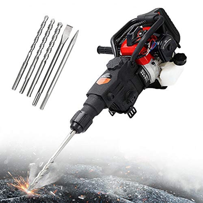 Martillo demoledor 32,7 CC 2 tiempos, gasolina, incluye 3 cinceles, 1800 W