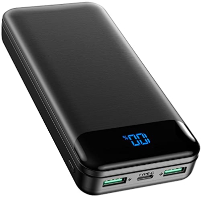 Enerwow Banco de energía con pantalla LED y 3 puertos USB, cargador portátil puede cargar rápidamente el paquete de baterías del iPhone 14, 13, 12, 11