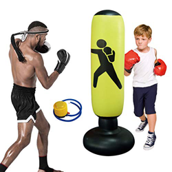 Saco de Boxeo Inflable para niños ,Sacos de Suelo para boxeo160 cm, Columna de Boxeo, Hinchable, para Practicar Karate, Taekwondo, descompresión, con  en oferta