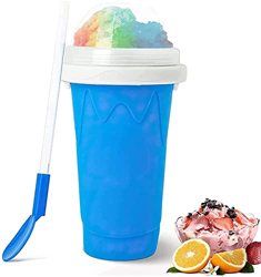 Magic Slushy Maker Squeeze Cup Slushy Maker,DIY Homemade Quick Frozen Smoothies Cup, 2 in 1 Straw and Spoon,Portable Squeeze Ice Cup for Everyone (Blu características