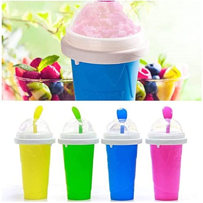 Magic Slushy Maker Squeeze Cup Slushy Maker, Fast Cooling,DIY Homemade Smoothie Cups Freeze Drinks Cup Double Layer Summer Juice Ice Cream Cup (blue)