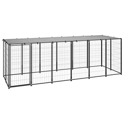 Festnjght Perrera de Exterior con Toldo Jaula para Perros Mascotas de Acero con Cerradura Jaula Grande de Exterior para Jardín Patio 330x110x110 cm Ne en oferta
